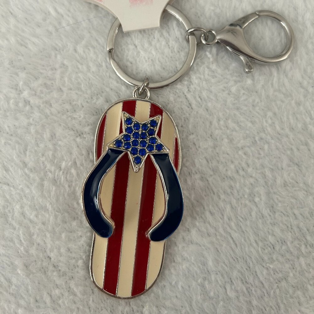 Flip flop keychain, USA flag keychain, patriotic gifts, patriotic keychain
